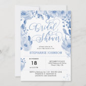 Invitation Elégante aquarelle bleu Dusty Fête des mariées flo (Devant)