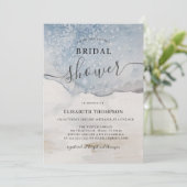 Invitation Elégante aquarelle Bleu Fête des mariées moderne (Debout devant)