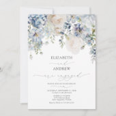 Invitation Elégante aquarelle bleu Fiançailles de jardin (Devant)