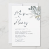 Invitation Elégante aquarelle Bleu Floral Dusty Greenery Invi (Devant)