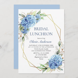 Invitation Elégante aquarelle bleu Hydrangea BRIDAL LUNCHEON