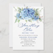 Invitation Elégante aquarelle bleu Hydrangea FÊTE DES MARIÉES (Devant)