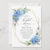 Invitation Elégante aquarelle bleu Hydrangea FÊTE DES MARIÉES (Devant)