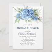 Invitation Elégante aquarelle bleu Hydrangea FÊTE DES MARIÉES (Devant)