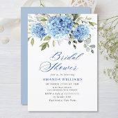 Invitation Elégante aquarelle bleu Hydrangea FÊTE DES MARIÉES