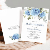 Invitation Elégante aquarelle bleu Hydrangea FÊTE DES MARIÉES