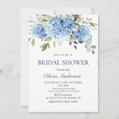 Invitation Elégante aquarelle bleu Hydrangea FÊTE DES MARIÉES (Devant)