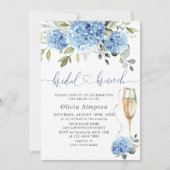 Invitation Elégante aquarelle bleu Hydrangea FÊTE DES MARIÉES (Devant)