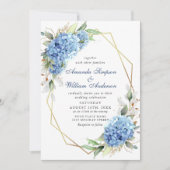 Invitation Elégante aquarelle bleu Hydrangea Mariage floral (Devant)