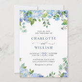Invitation Elégante aquarelle bleu Hydrangea Mariage floral (Devant)