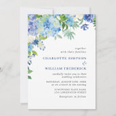 Invitation Elégante aquarelle bleu Hydrangea Mariage floral (Devant)