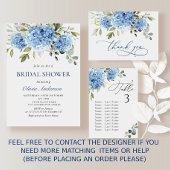 Invitation Elégante aquarelle bleu Hydrangea Mariage floral