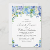 Invitation Elégante aquarelle bleu Hydrangea Mariage floral (Devant)