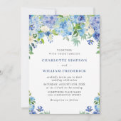 Invitation Elégante aquarelle bleu Hydrangea Mariage floral (Devant)