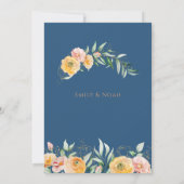 Invitation Elégante Aquarelle bleu orange moderne Floral (Dos)