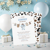 Invitation Elégante aquarelle bleu petit Baby shower Cowboy