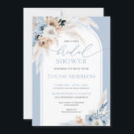 Invitation Elégante aquarelle bleu poussiéreux fleurs de terr<br><div class="desc">Cet élégant design branché est parfait pour tous les événements de style boho ou tropical. Le design est composé d'aquarelle peinte à la main pampas herbe roseaux mélangé fleurs bleues poussiéreuses et des fleurs ivoire et beige et mélangé des fleurs neutres de terroir et touché de la végétation eucalyptus. Police...</div>