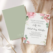 Invitation Elégante aquarelle bleu rose Mariage floral