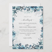 Invitation Elégante aquarelle Bleue Botanique Mariage d'hiver (Devant)