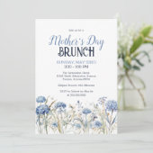 Invitation Elégante Aquarelle Bleue Floral Fête des Mères Bru (Debout devant)