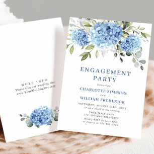 Invitation Elégante aquarelle Blue Hydrangea ENGAGEMENT PARTI