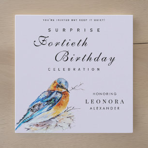 Invitation Elégante aquarelle Bluebird Surprise Anniversaire
