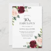 Invitation Elégante Aquarelle Blush & Bourgogne 30e anniversa (Devant)