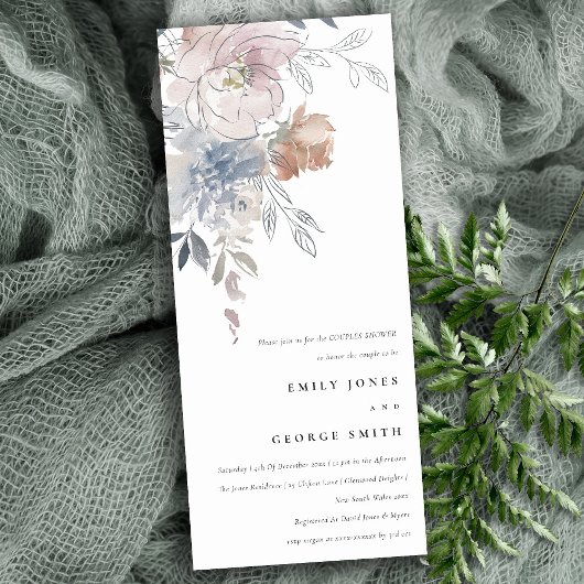 Invitation Elégante Aquarelle Blush Couples Floraux Douche