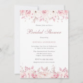 Invitation Elégante aquarelle Blush Floral Rose Fête des mari (Devant)