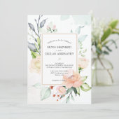 Invitation Elégante aquarelle Blush Rose Floral Mariage Invit (Debout devant)