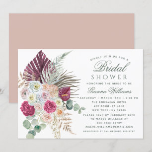 Invitation Elégante aquarelle Boho Fête des mariées florale