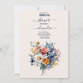 Invitation Elégante aquarelle Boho Floral Bridal (Devant)