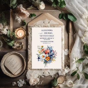 Invitation Elégante aquarelle Boho Floral Mariage