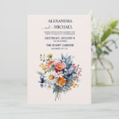 Invitation Elégante aquarelle Boho Floral Mariage (Debout devant)