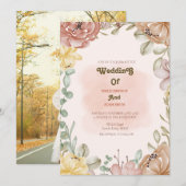 Invitation élégante aquarelle BOHO MARIAGE FLORAL (Devant / Derrière)