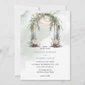 Invitation Elégante aquarelle boho verdure arche feuillus (Devant)