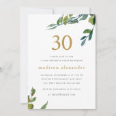 Invitation Elégante aquarelle Botanique 30e anniversaire (Devant)