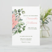 Invitation Élégante aquarelle botanique de succulente vert pê (Debout devant)