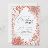 Invitation Elégante aquarelle botanique Fête de Noël Holly (Devant)