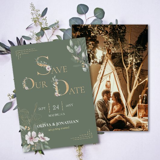 Invitation Elégante aquarelle botanique florale Enregistrer l