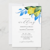 Invitation Elégante aquarelle Botanique Lemon Méditerranée (Devant)