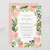 Invitation Elégante aquarelle botanique Mariage floral (Devant / Derrière)