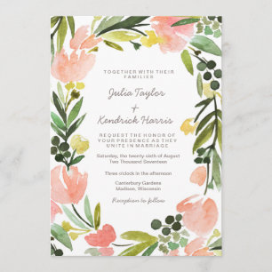 Invitation Elégante aquarelle botanique Mariage floral