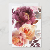 Invitation Elégante aquarelle Bouquet Bourgogne Mariage flora (Dos)