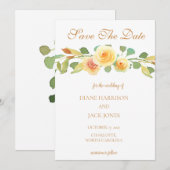 Invitation Elégante aquarelle Bouquet de rose jaune (Devant / Derrière)