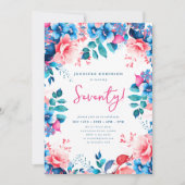 Invitation Elégante aquarelle brillante Florale 70e anniversa (Devant)