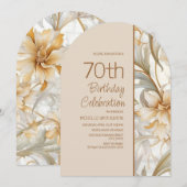 Invitation Elégante aquarelle Brown Arc floral 70e anniversai (Devant / Derrière)