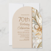 Invitation Elégante aquarelle Brown Arc floral 70e anniversai (Devant)
