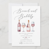 Invitation Elégante aquarelle Brunch & Fête des mariées mouss (Devant)