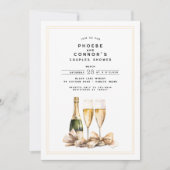 Invitation Elégante aquarelle Champagne Bow Couples Douche (Devant)